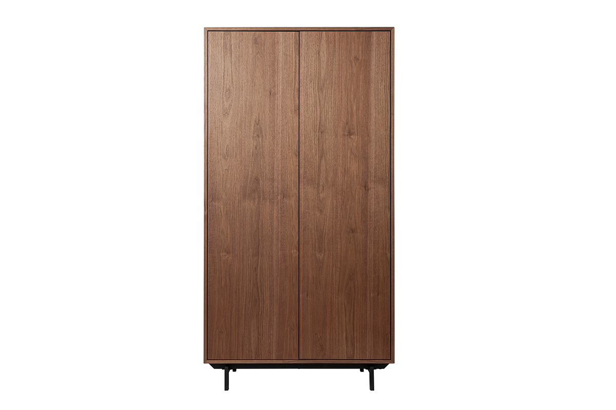 Armoire vintage bois fonc� noyer et m�tal noir L104 cm MANNY