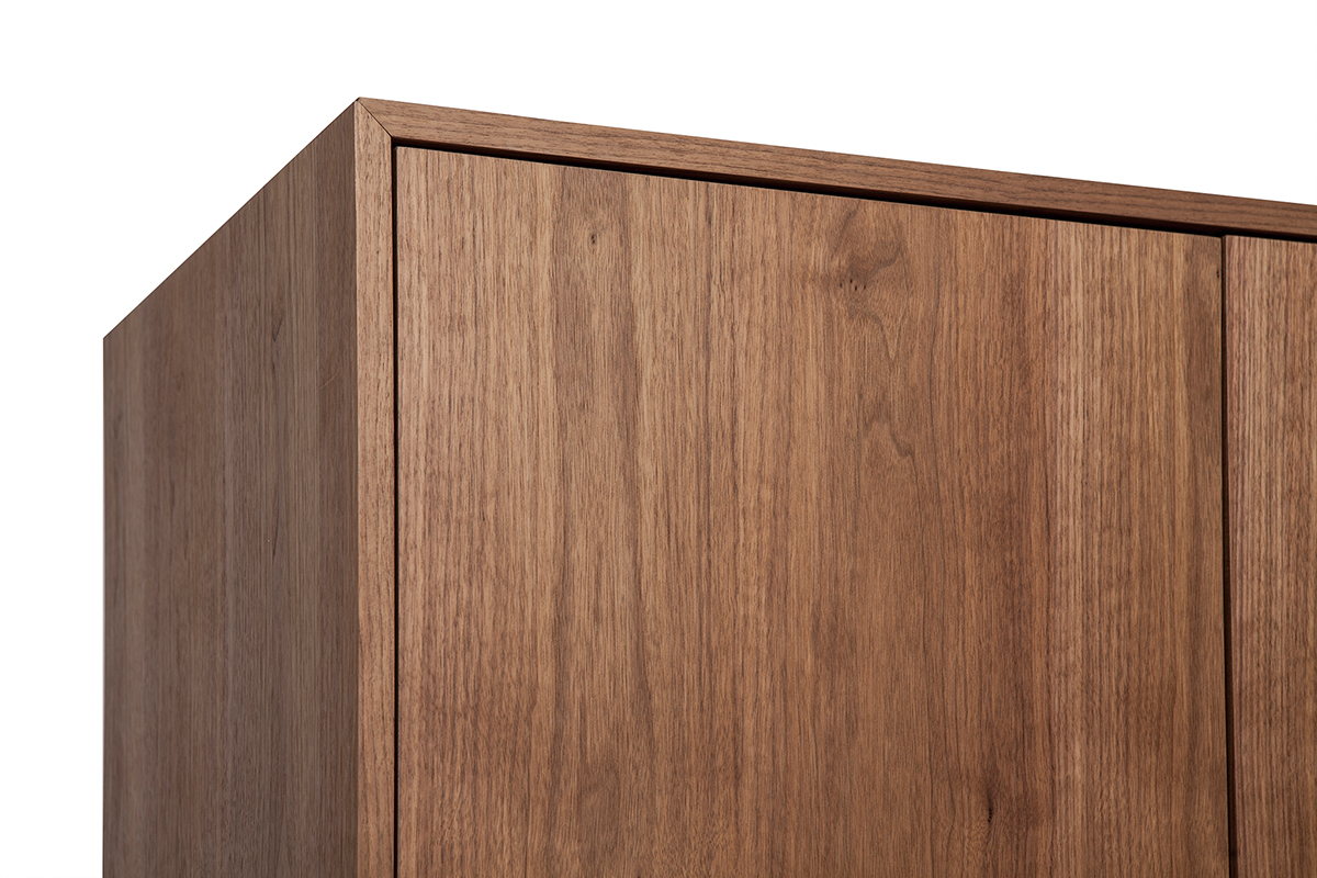 Armoire vintage bois fonc� noyer et m�tal noir L104 cm MANNY