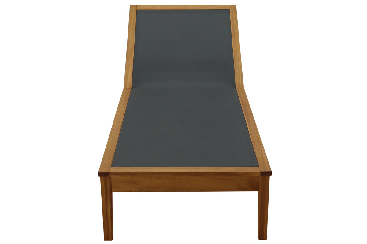 Bain de soleil gris fonc� et bois massif NAVEEN