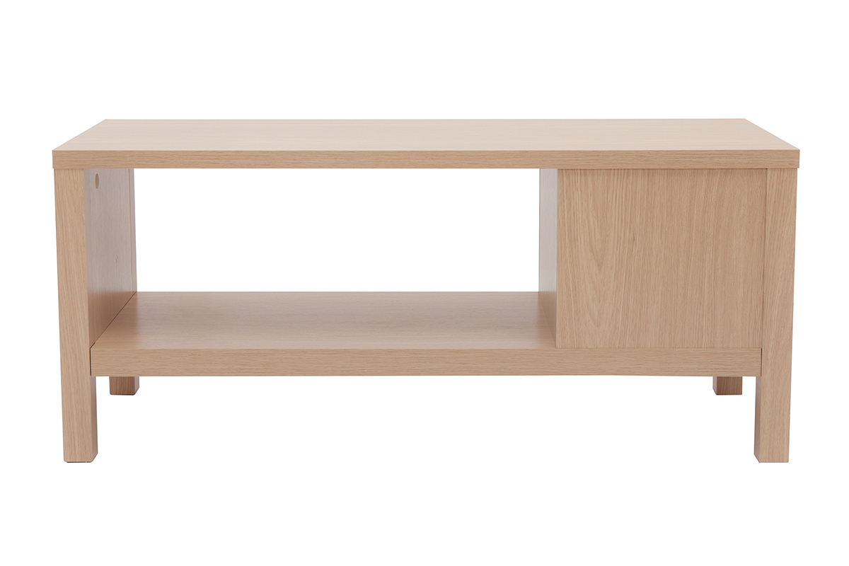 Banc d'entr�e avec rangement finition bois clair ch�ne avec coussin banquette gr�ge L100 cm GUMBY