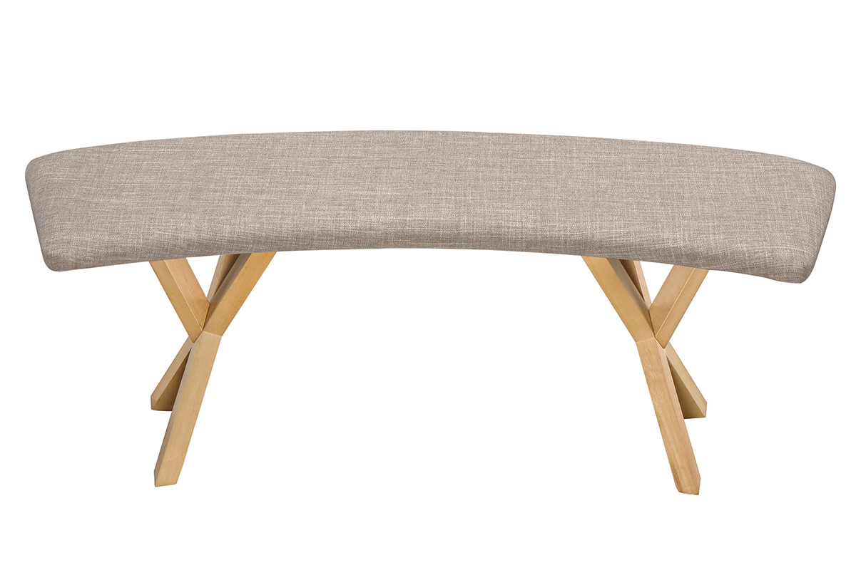 Banc design scandinave ch�ne et tissu gris ANIK