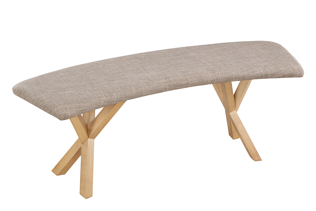 Banc design scandinave ch�ne et tissu gris ANIK