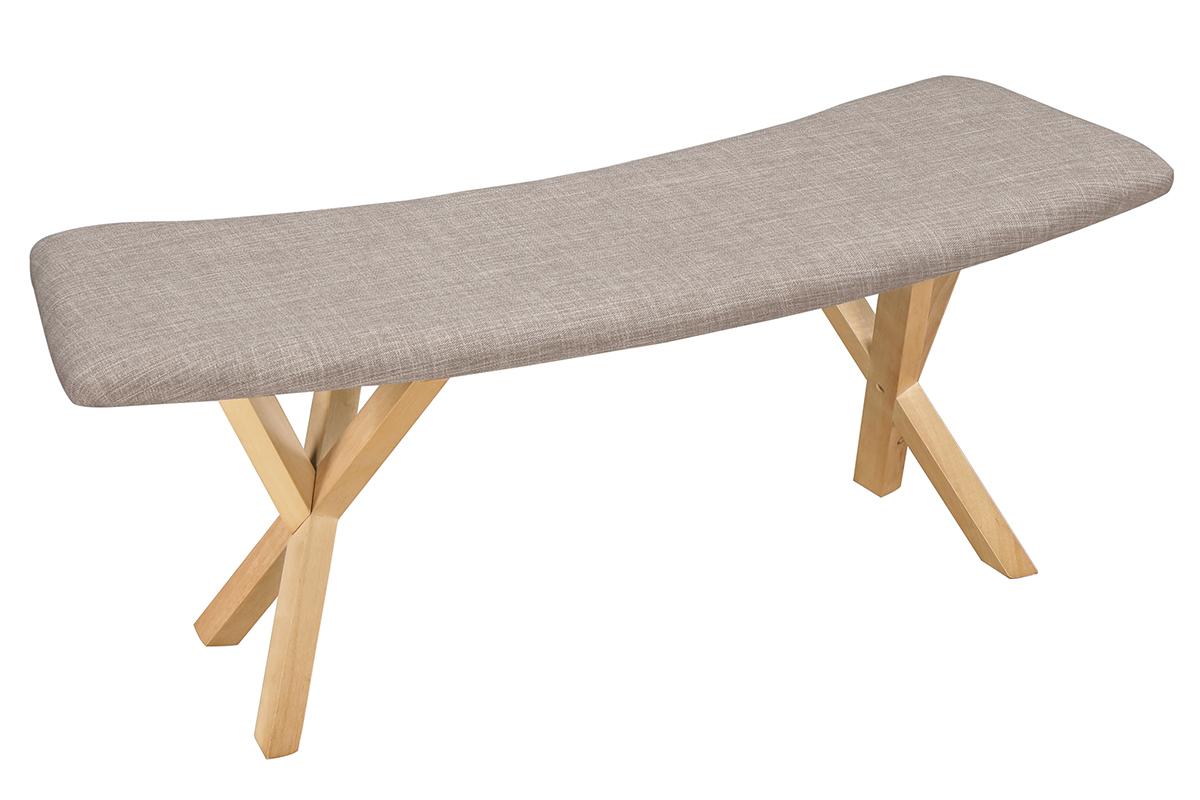Banc design scandinave ch�ne et tissu gris ANIK