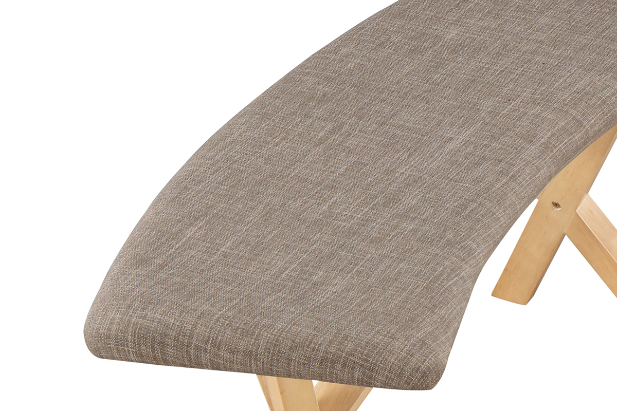 Banc design scandinave ch�ne et tissu gris ANIK