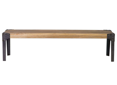 Banc industriel en bois manguier massif et m&eacute;tal noir L180 cm MADISON