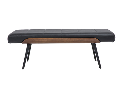 Banc noir, bois fonc&eacute; et m&eacute;tal noir L123 cm ELIOR