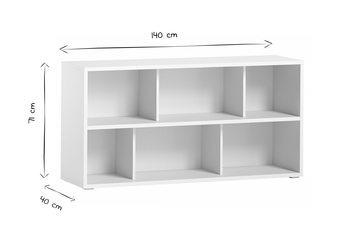 Biblioth�que basse finition bois blanc L140 cm EPURE