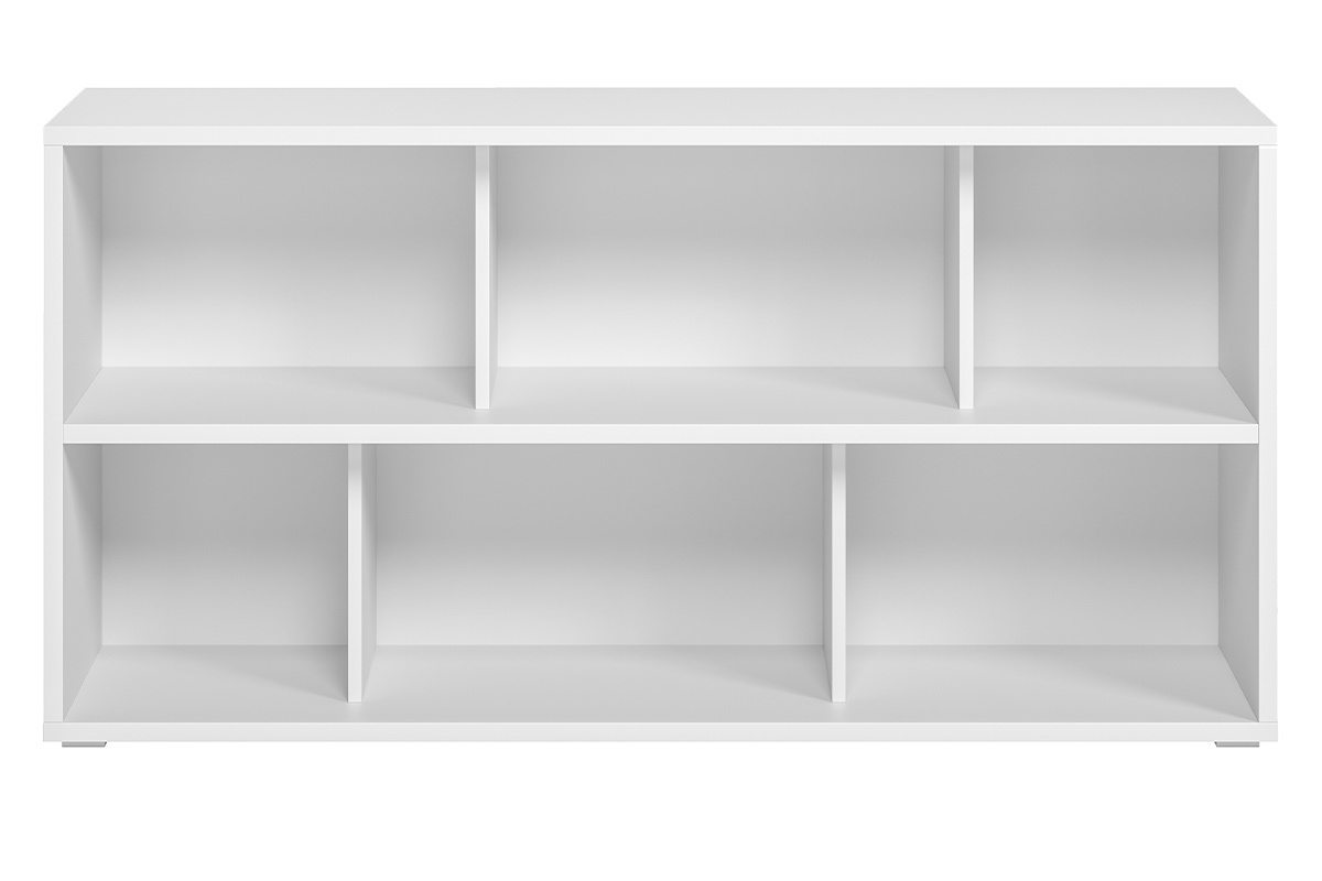 Biblioth�que basse finition bois blanc L140 cm EPURE