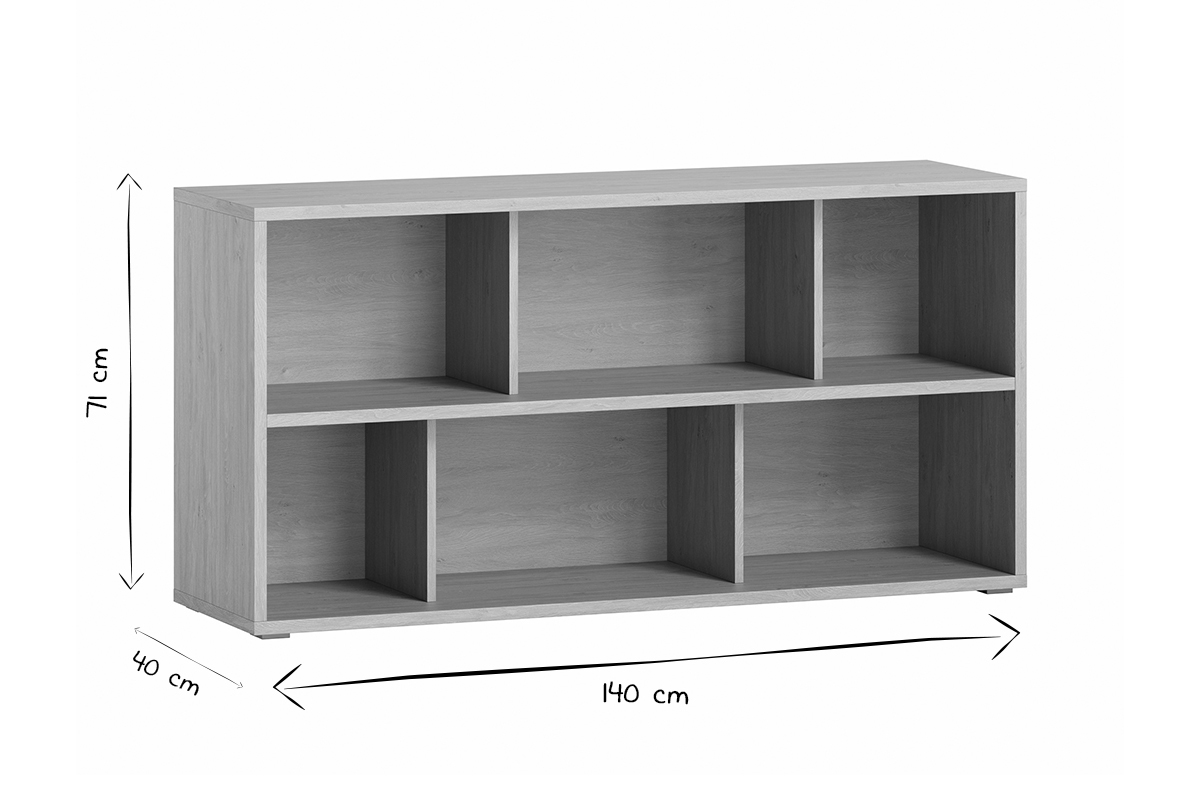 Biblioth�que basse finition bois clair ch�ne L140 cm EPURE