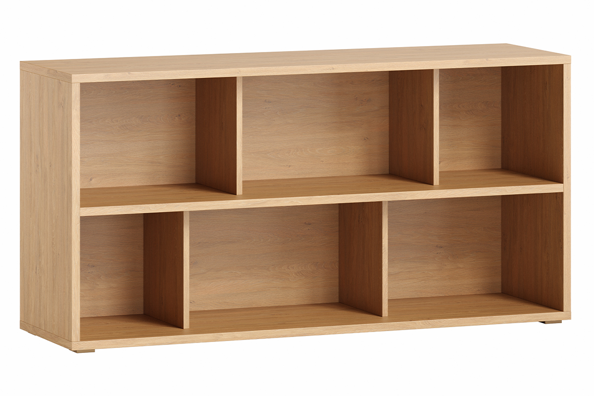 Biblioth�que basse finition bois clair ch�ne L140 cm EPURE