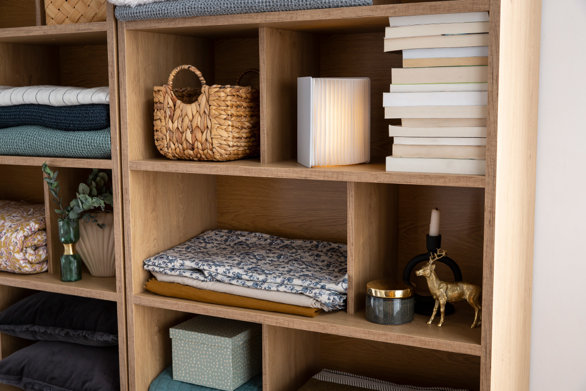 Biblioth�que design finition bois clair ch�ne L92 cm EPURE