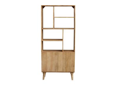 Biblioth&egrave;que en bois manguier massif 2 portes grav&eacute;es L80 cm RUBIA