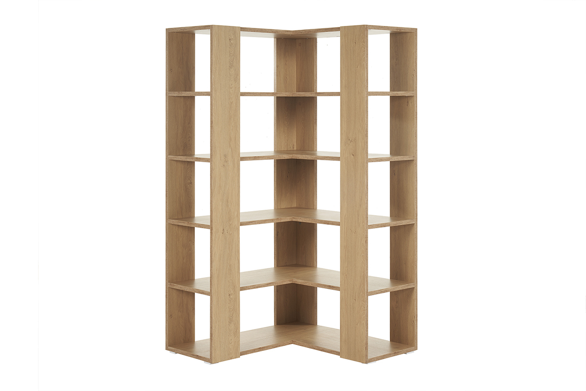 Biblioth�que �tag�re d'angle finition bois clair ch�ne L95 cm MUSSO