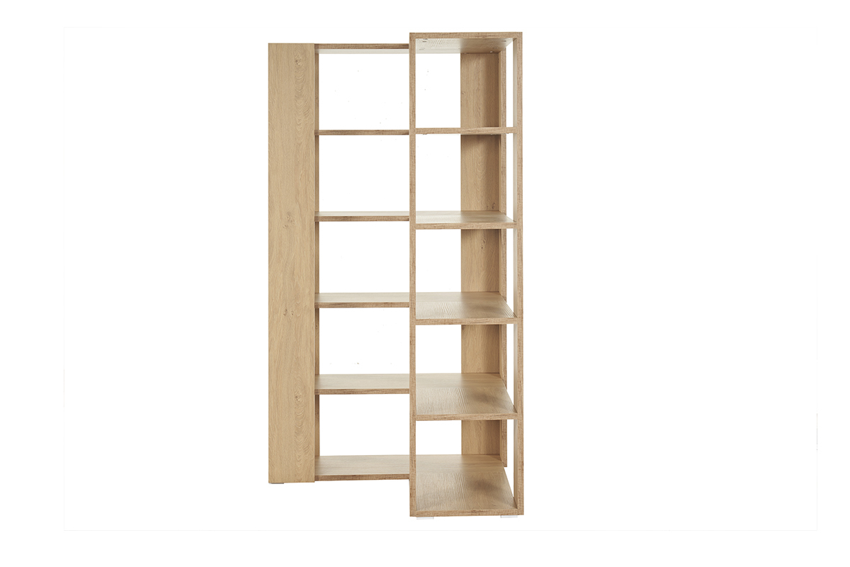 Biblioth�que �tag�re d'angle finition bois clair ch�ne L95 cm MUSSO