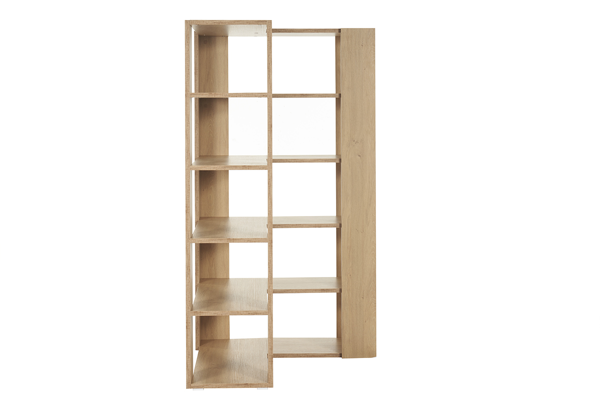 Biblioth�que �tag�re d'angle finition bois clair ch�ne L95 cm MUSSO
