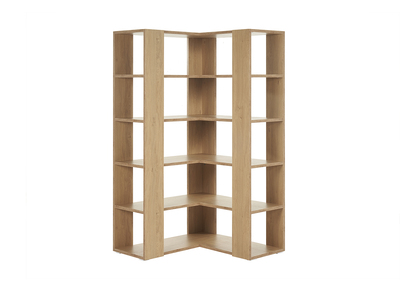 Biblioth&egrave;que &eacute;tag&egrave;re d'angle finition bois clair ch&ecirc;ne L95 cm MUSSO