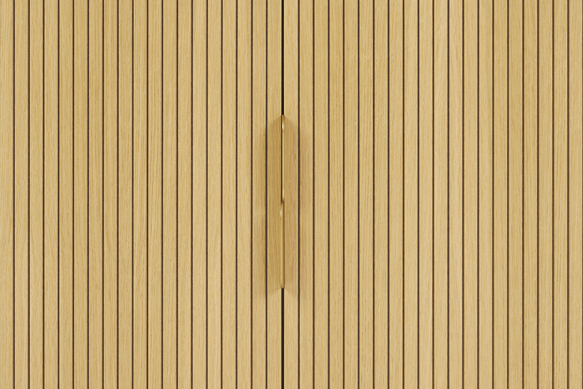 Biblioth�que finition bois clair ch�ne avec rangement 2 portes coulissantes L90 cm EPIC