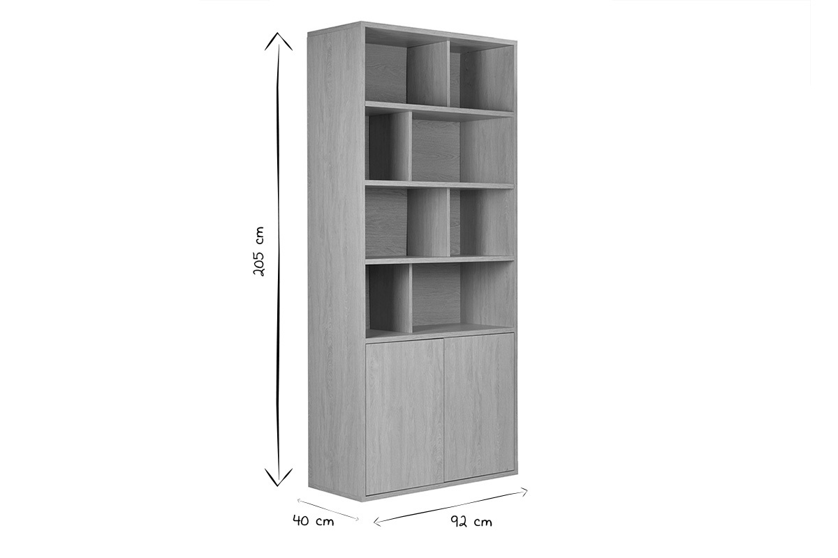 Biblioth�que finition bois clair ch�ne L92 cm NAGANO