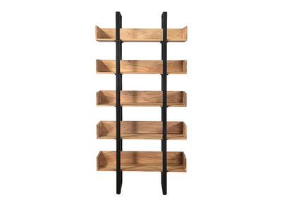 Biblioth&egrave;que industrielle en bois massif et m&eacute;tal noir L90 cm TAO