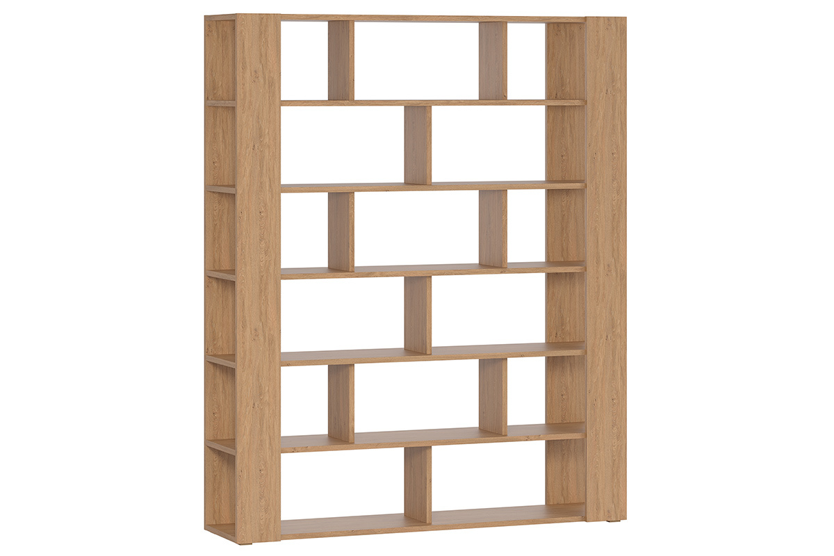 Biblioth�que multi casiers design finition bois clair ch�ne L168 cm MUSSO