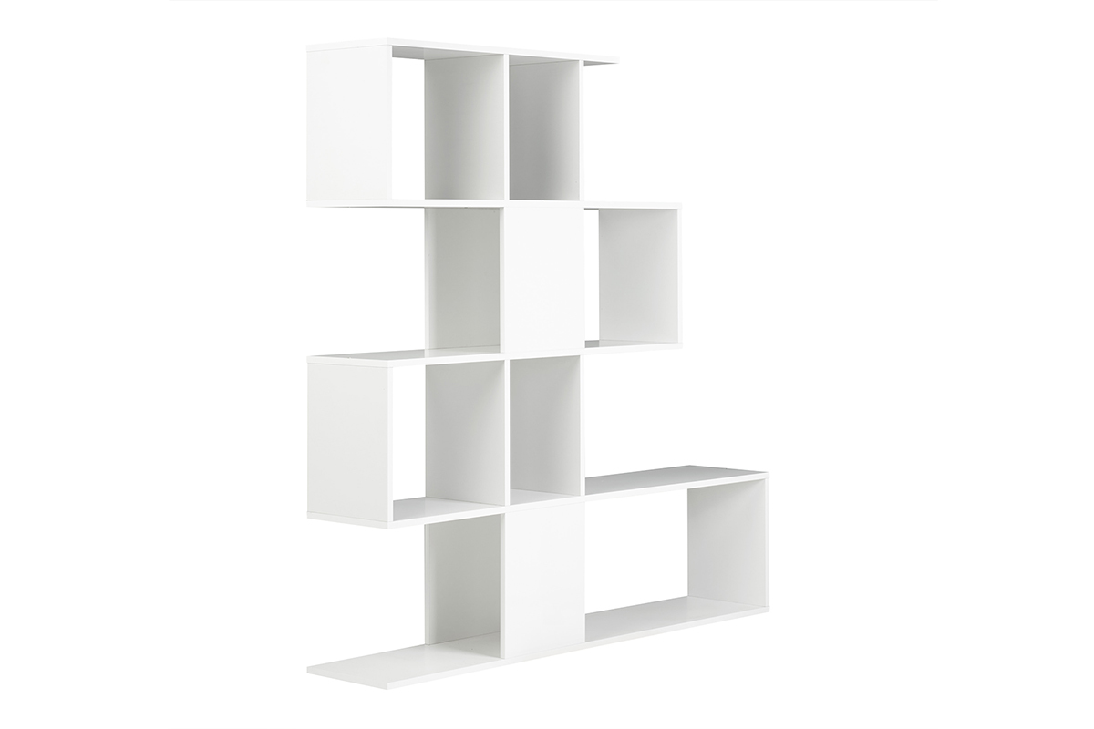 Biblioth�que ouverte s�parateur design blanc laqu� brillant L139 cm COMO