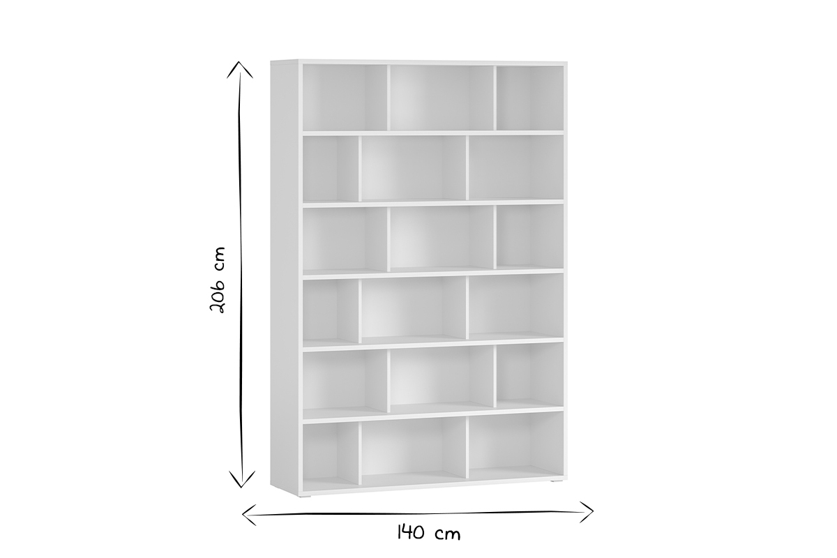 Biblioth�que scandinave blanc mat L140 cm EPURE