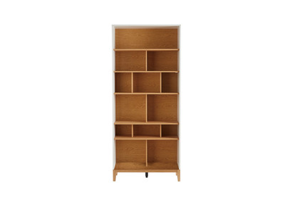 Biblioth&egrave;que scandinave en bois clair ch&ecirc;ne et blanc L90 cm ABEL