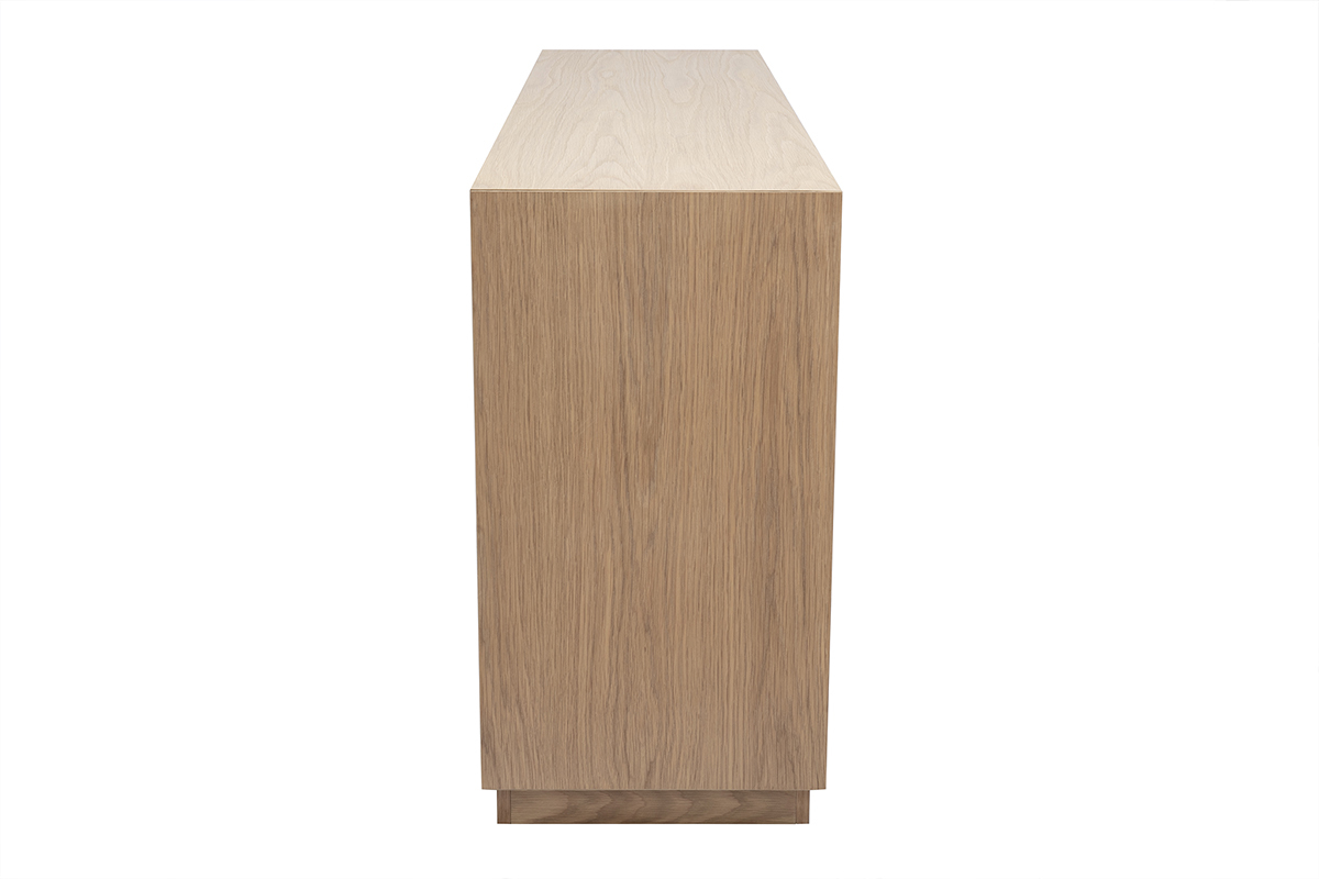 Buffet ARROW en bois clair ch�ne avec motifs chevrons, 160 cm, vue de profil.