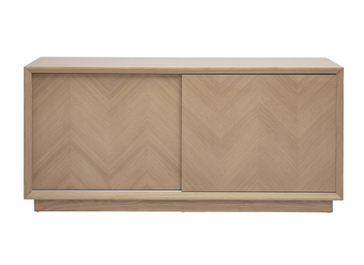 Buffet bas avec portes coulissantes en bois clair ch&ecirc;ne L160 cm ARROW