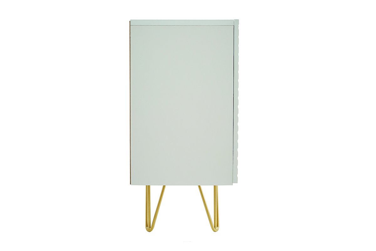 Buffet design blanc et m�tal dor� 3 portes L160 cm OZEN