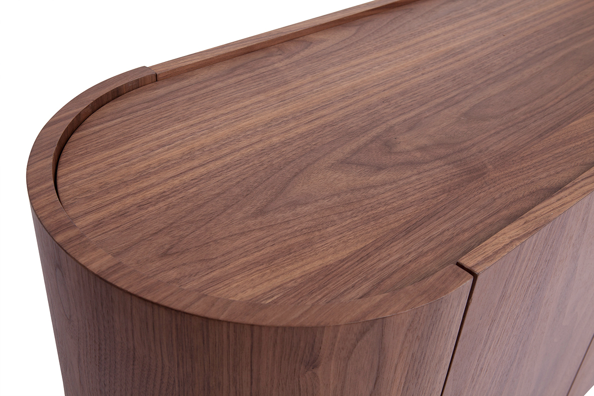 Buffet design bois fonc� noyer et m�tal noir 3 portes L160 cm SKYE