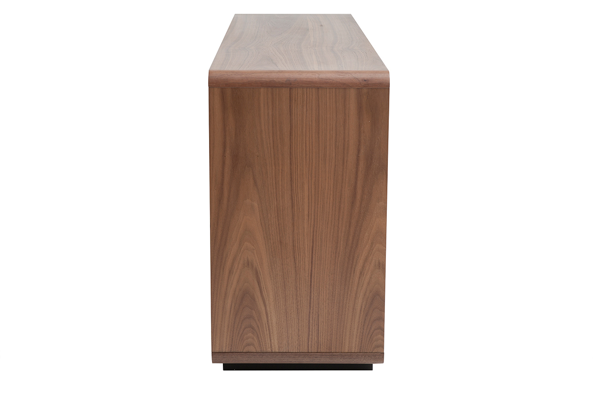 Buffet design en bois fonc� noyer 3 portes 3 tiroirs L160 cm JAKO