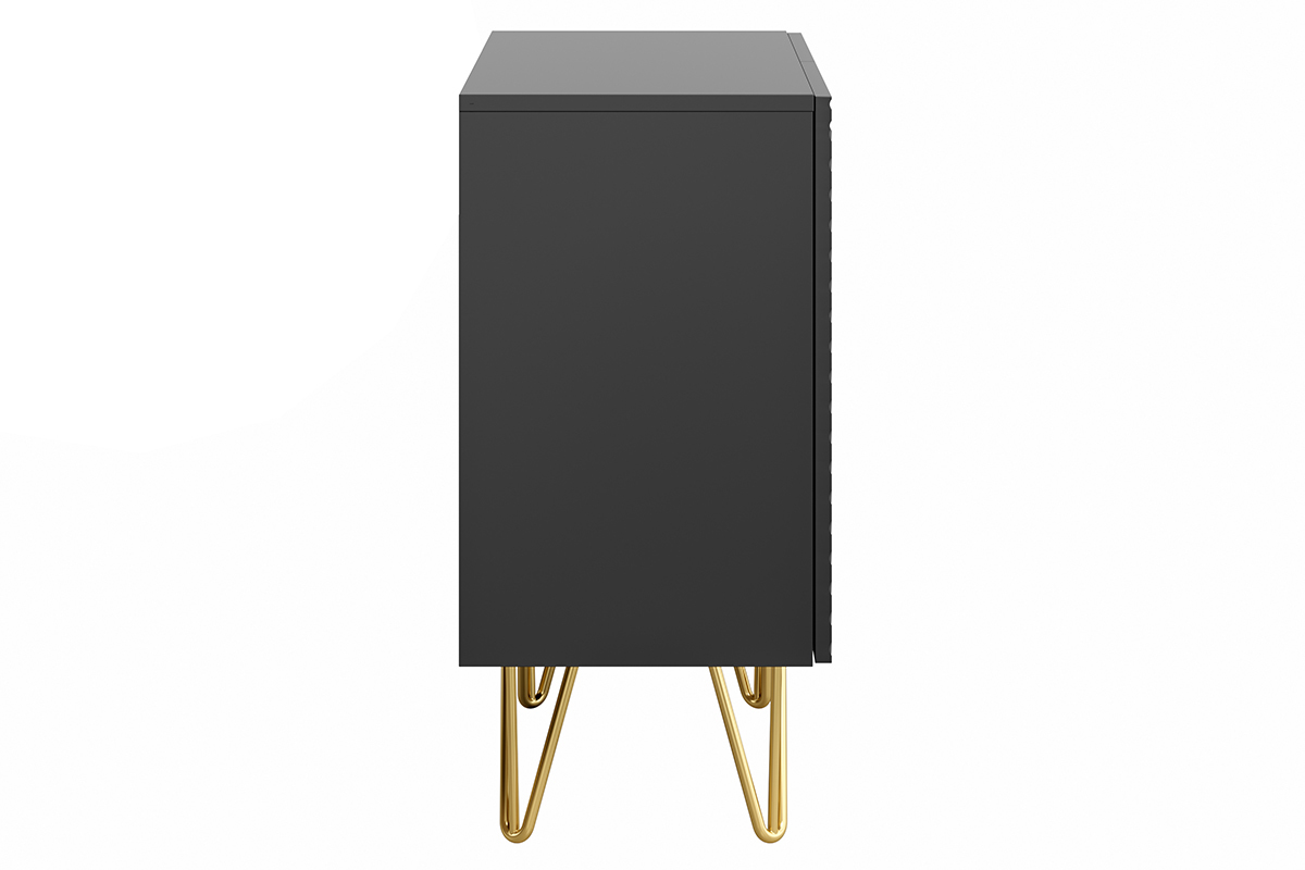 Buffet design grav� noir et m�tal dor� 2 portes L107 cm OZEN