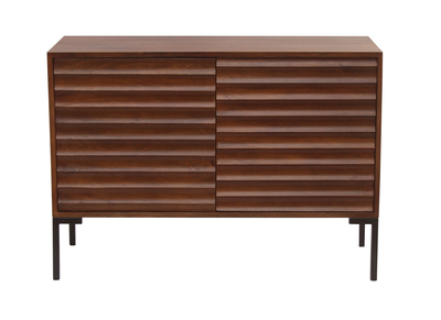 Buffet en bois fonc&eacute; manguier massif et m&eacute;tal noir 2 portes L100 cm ONDA