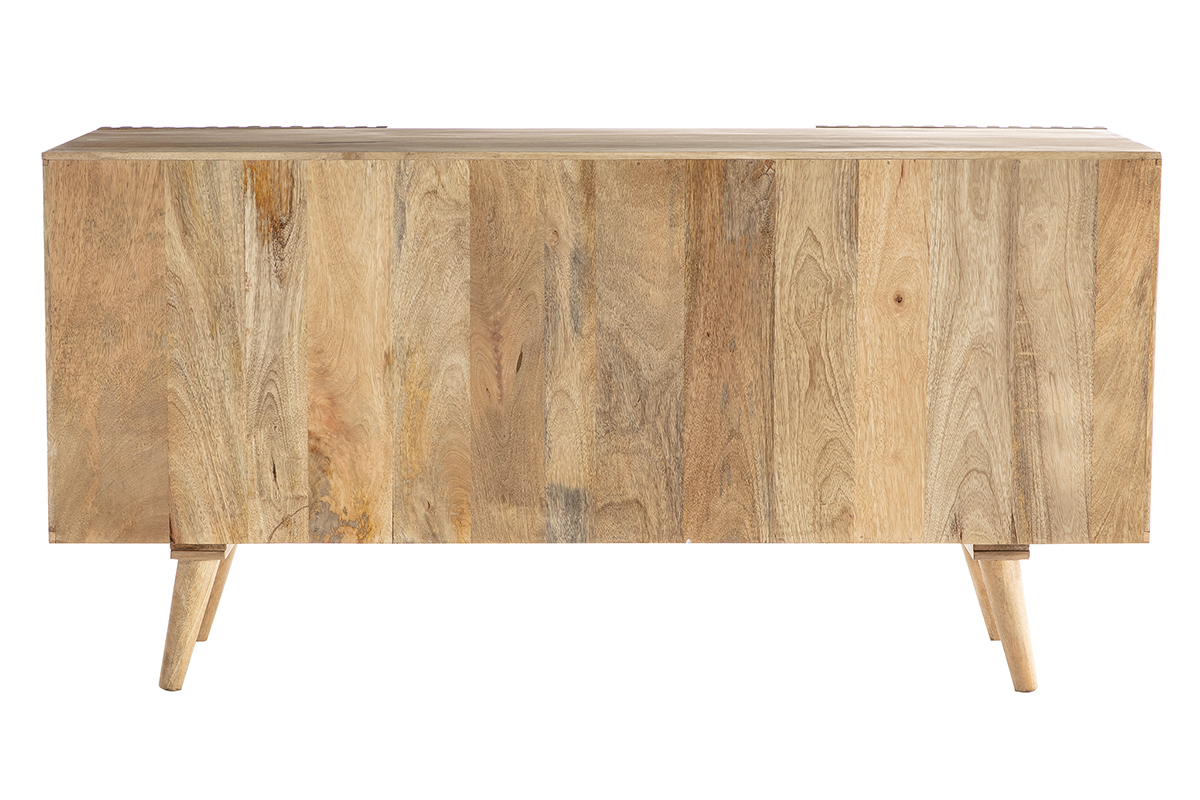 Buffet en bois manguier massif L140 cm, vue de face avec deux portes coulissantes.