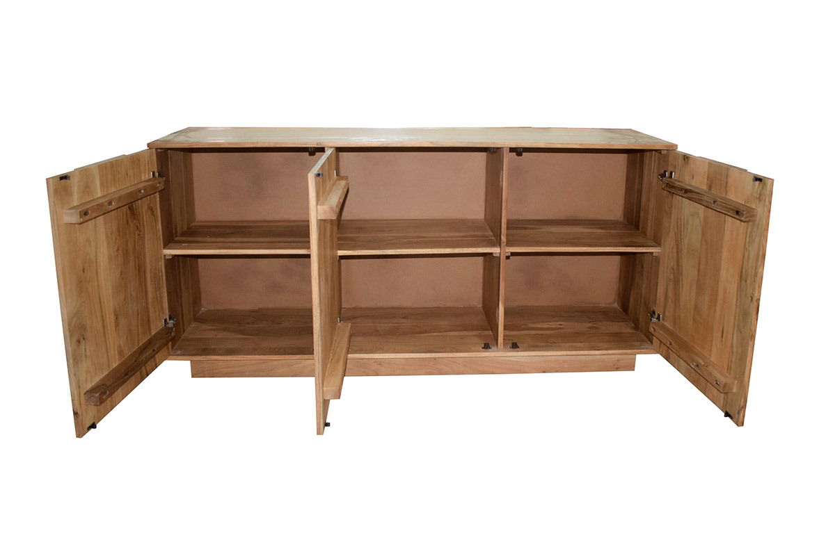 Buffet en bois massif grav� 3 portes L160 cm ARK