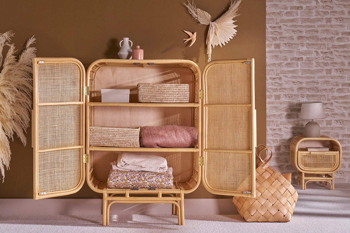 Buffet en rotin 2 portes L80 cm LUWAK