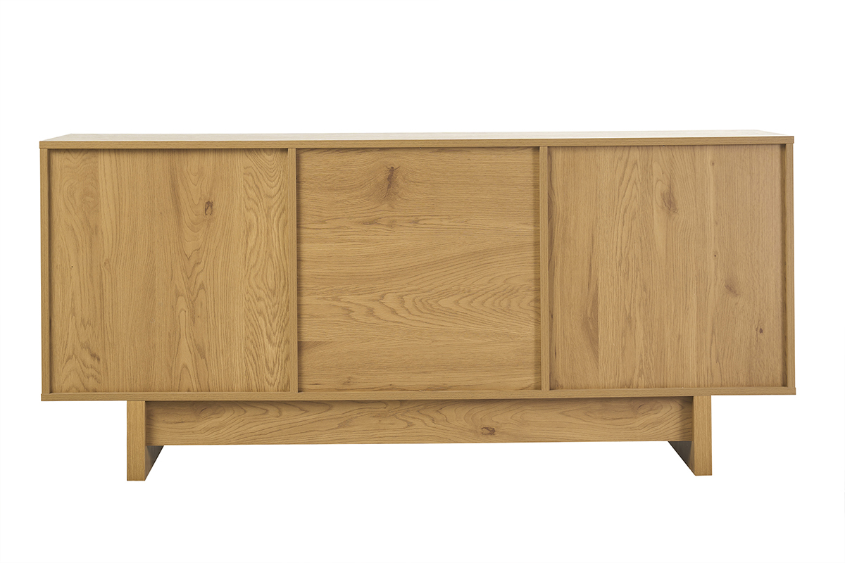 Buffet HERA en bois clair ch�ne avec 3 portes, vue de dos, design �l�gant et moderne.