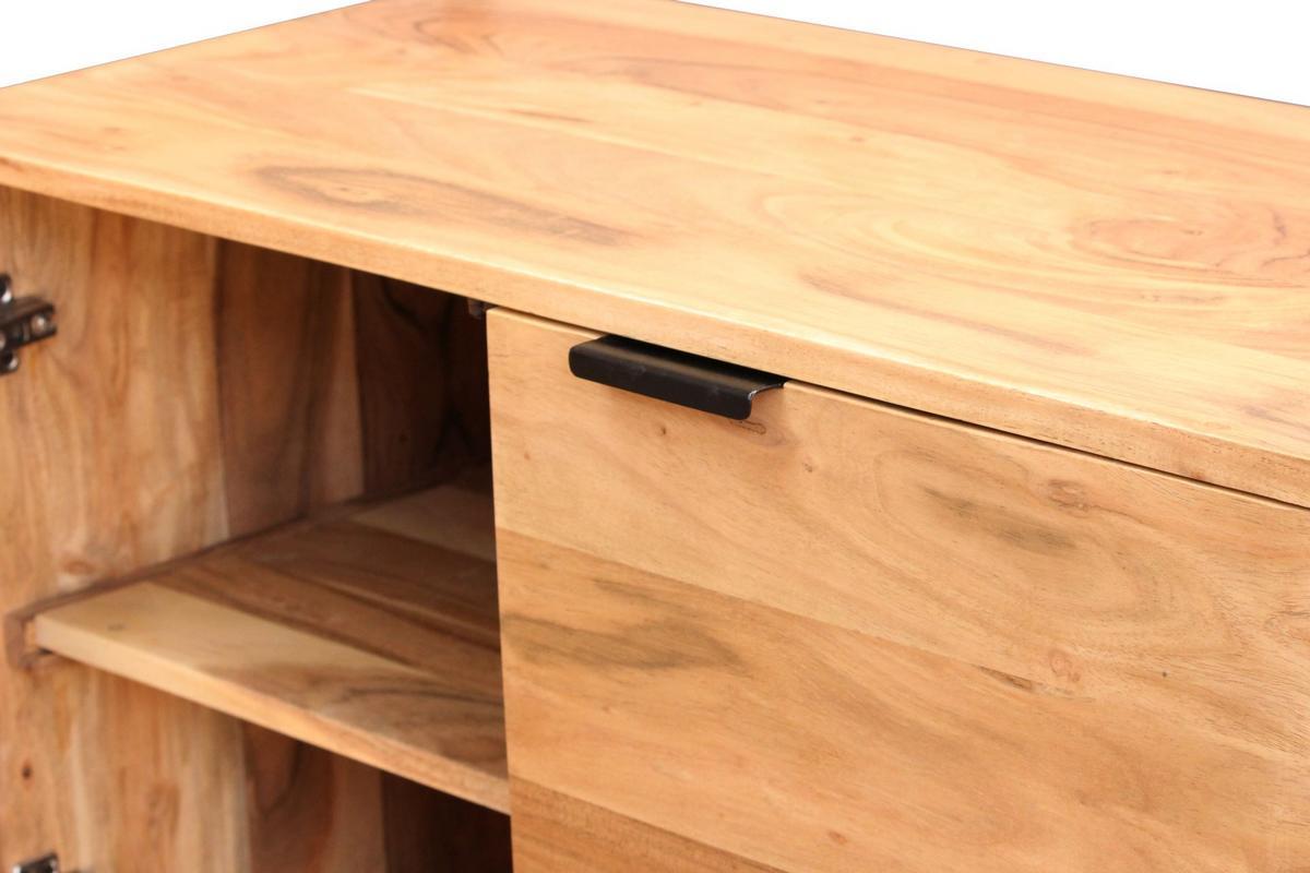 Buffet haut en bois massif et m�tal noir 2 portes L85 cm ARTHUS