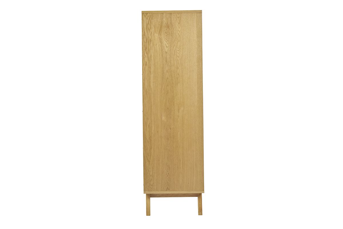 Buffet haut scandinave bois clair h�v�a, design compact et �pur�, mod�le LEENA L60 cm.