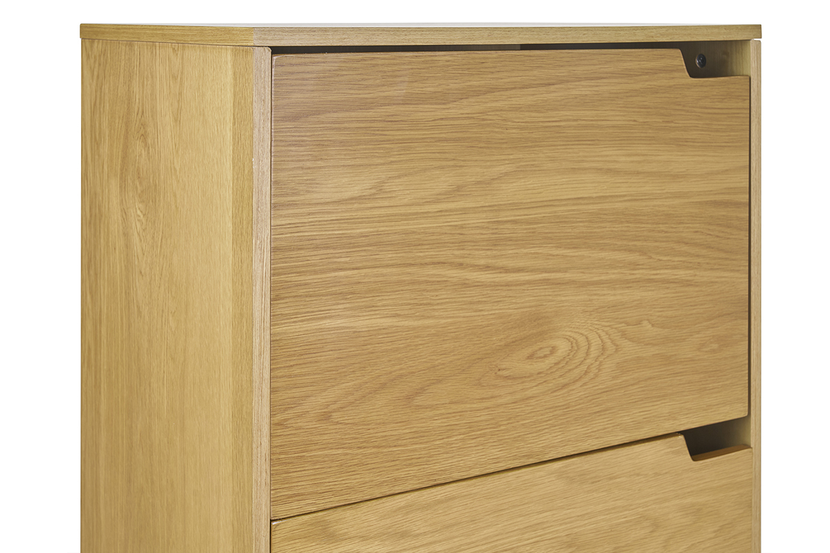 Buffet haut scandinave en bois clair h�v�a LEENA, compact, zoom porte bois
