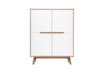 Buffet haut scandinave bois et blanc L110 cm HELIA