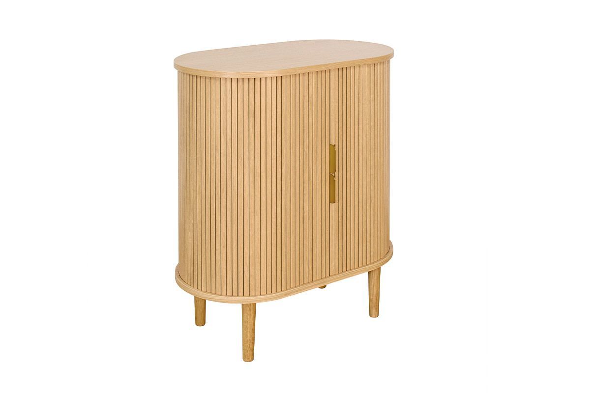 Buffet haut vintage avec portes coulissantes bois clair ch�ne L70 cm EPIC