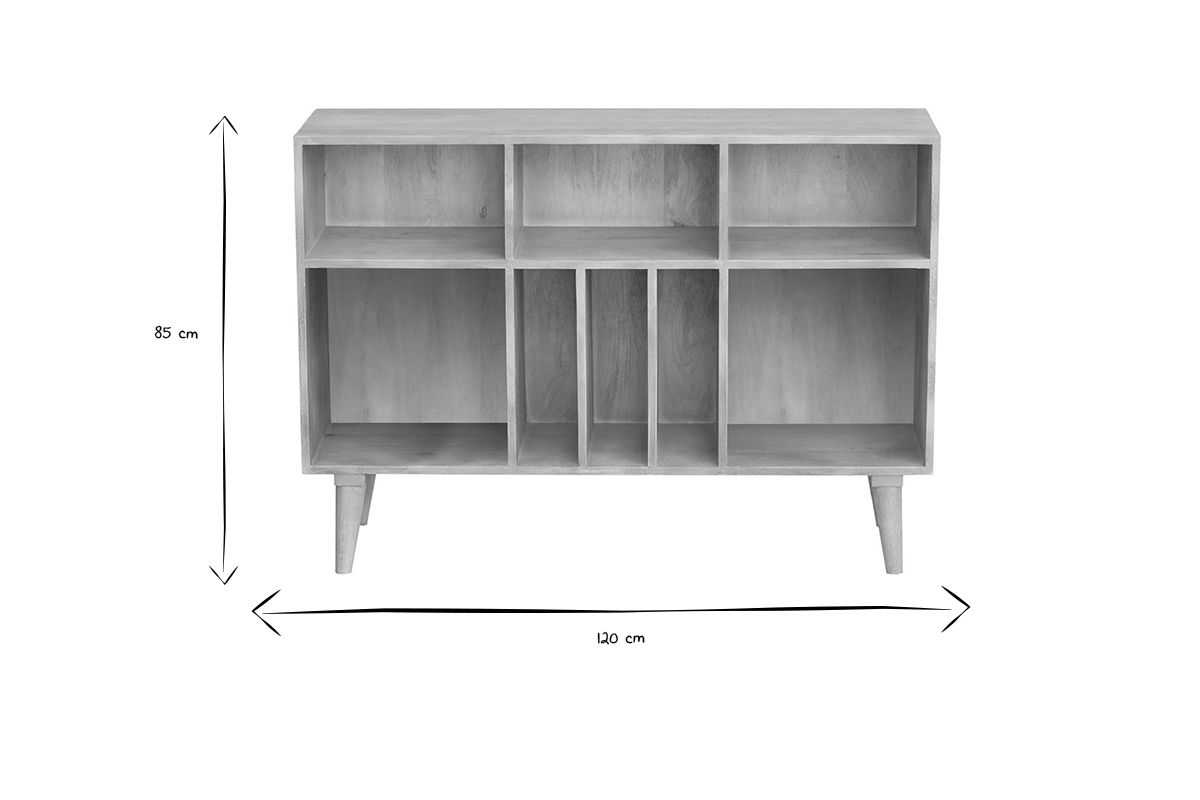 Dimensions du buffet ISIDRO : L120 cm, H85 cm en noir et blanc