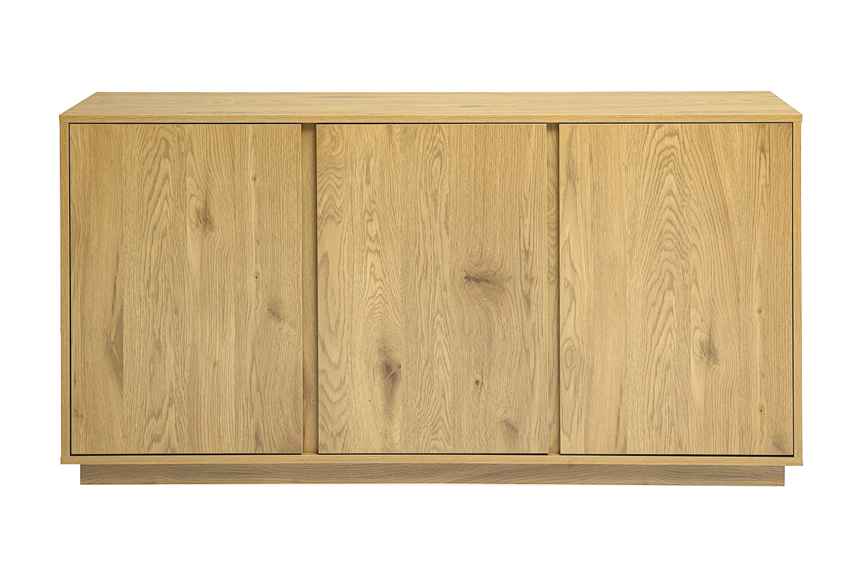 Buffet scandinave finition bois clair ch�ne 3 portes L140 cm MILLOR