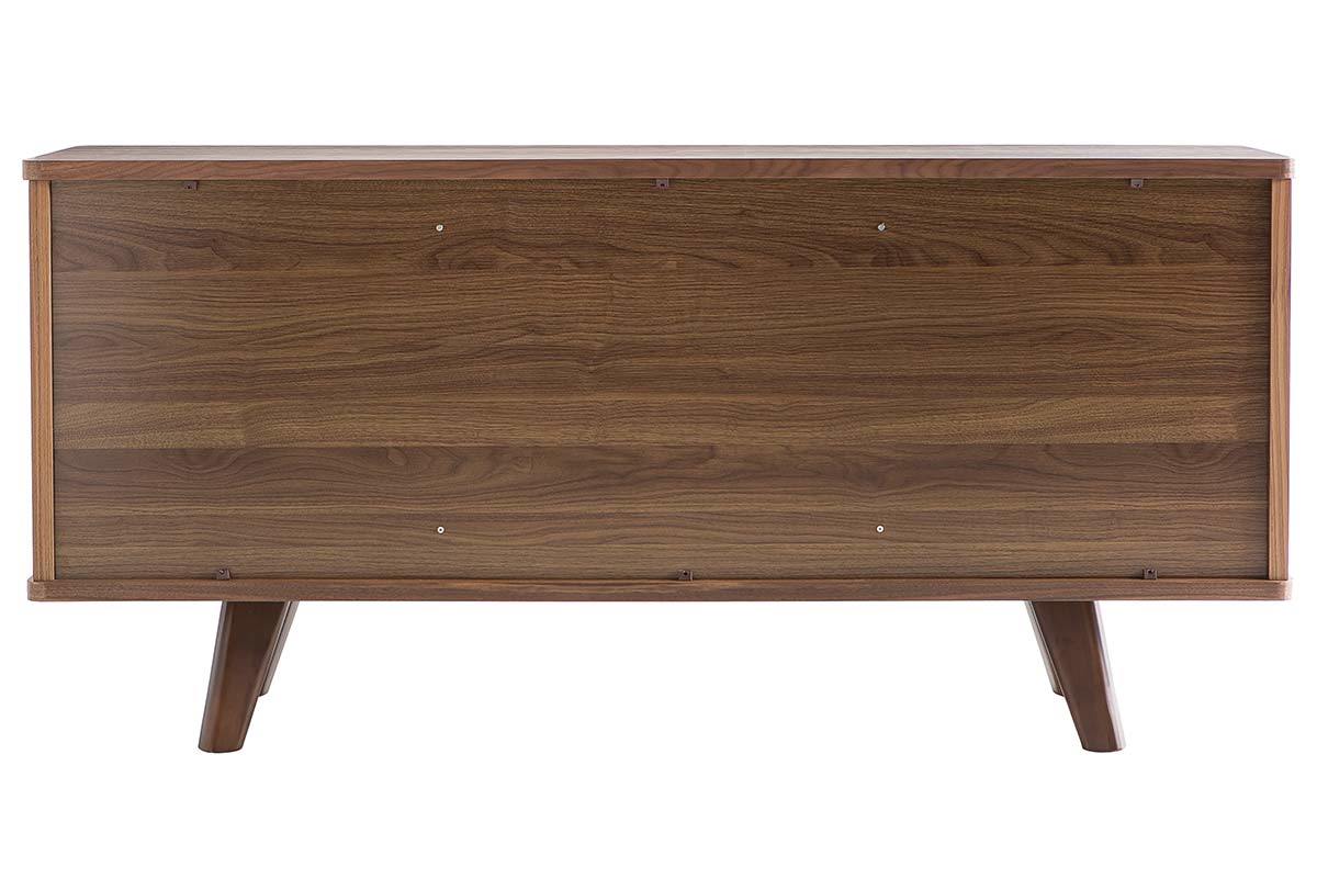 Buffet vintage en bois fonc� noyer 2 portes 3 tiroirs L160 cm FIFTIES