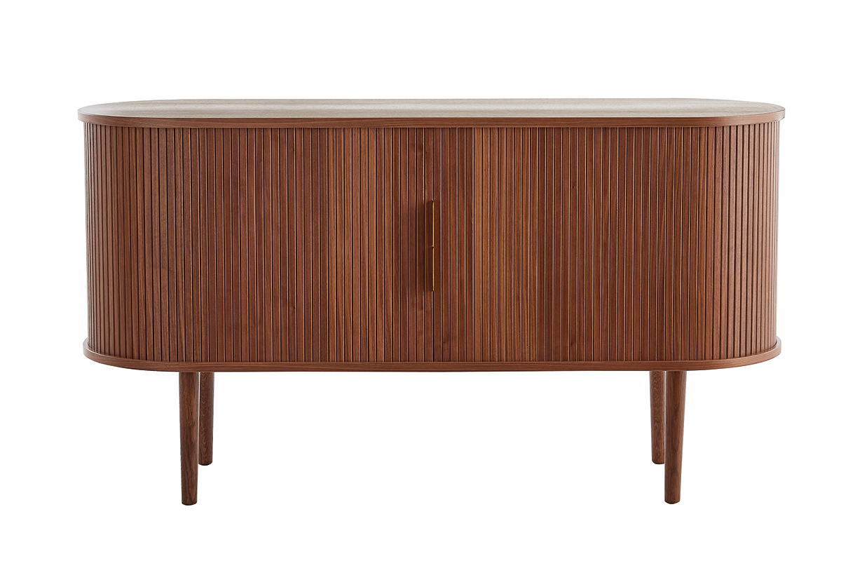 Buffet vintage en bois fonc� noyer 2 portes coulissantes L138 cm EPIC