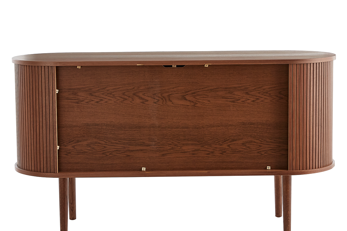 Buffet vintage en bois fonc� noyer 2 portes coulissantes L138 cm EPIC