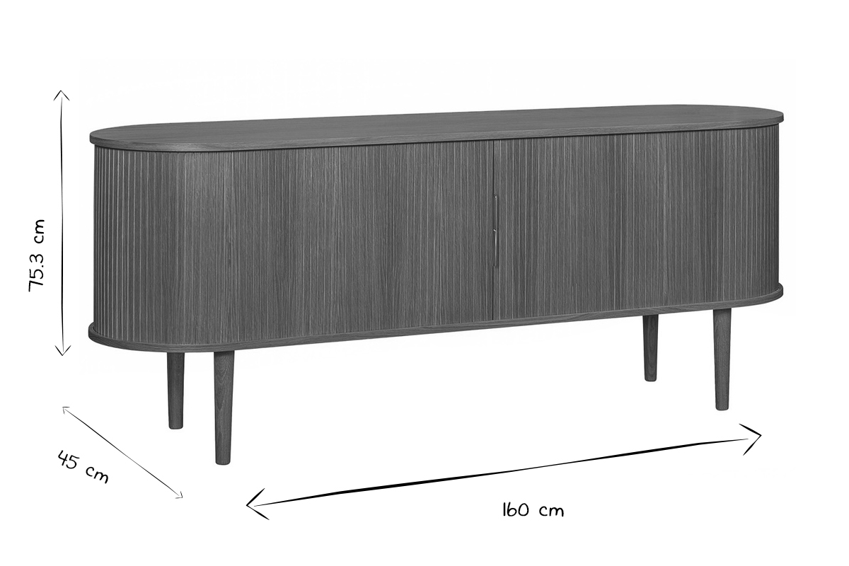 Buffet vintage en bois fonc� noyer 2 portes coulissantes L160 cm EPIC