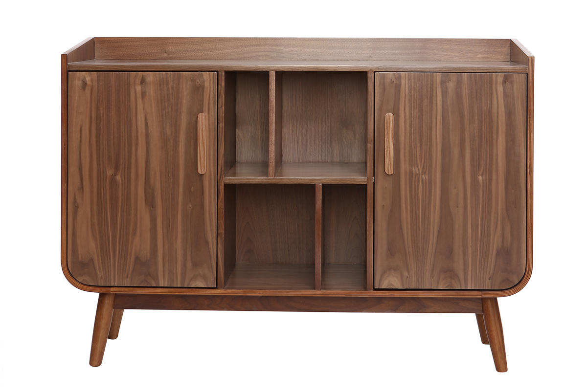 Buffet vintage en bois fonc� noyer 2 portes L122 cm HALLEN
